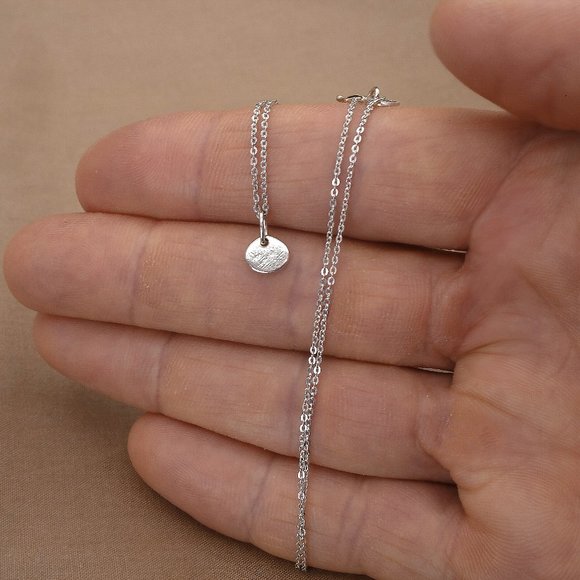 925 Sterling Silver Link Necklace, Tiny Tiny Charm Pendant, Stamped 925 - Picture 5 of 6